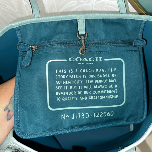 Coach Blue Teal Ombre Tote Bag - Picture 8 of 10